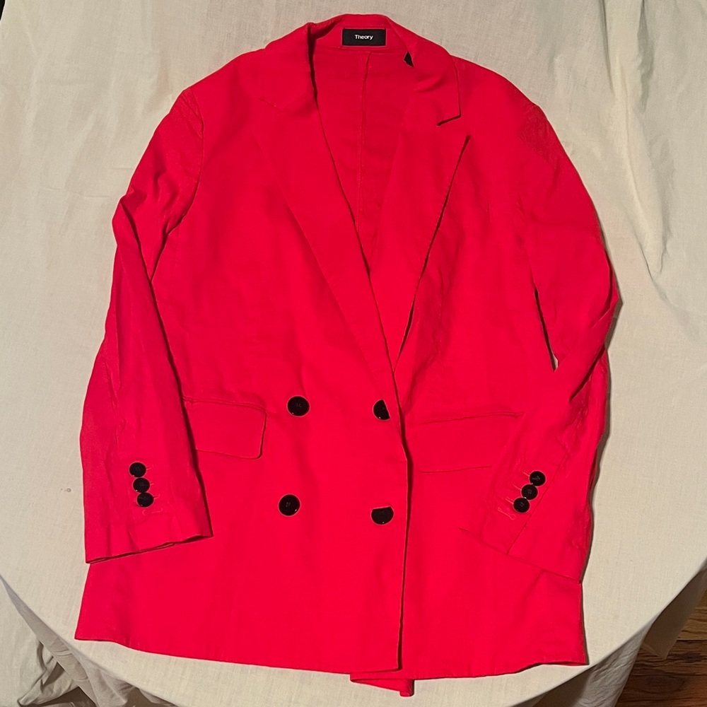 Theory Women's Bold Red Double-Breasted Blazer
